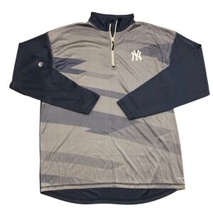Mens Majestic New York NY Yankees MLB Cool Base 1/4 Zip Baseball B&T Shirt 2XLT